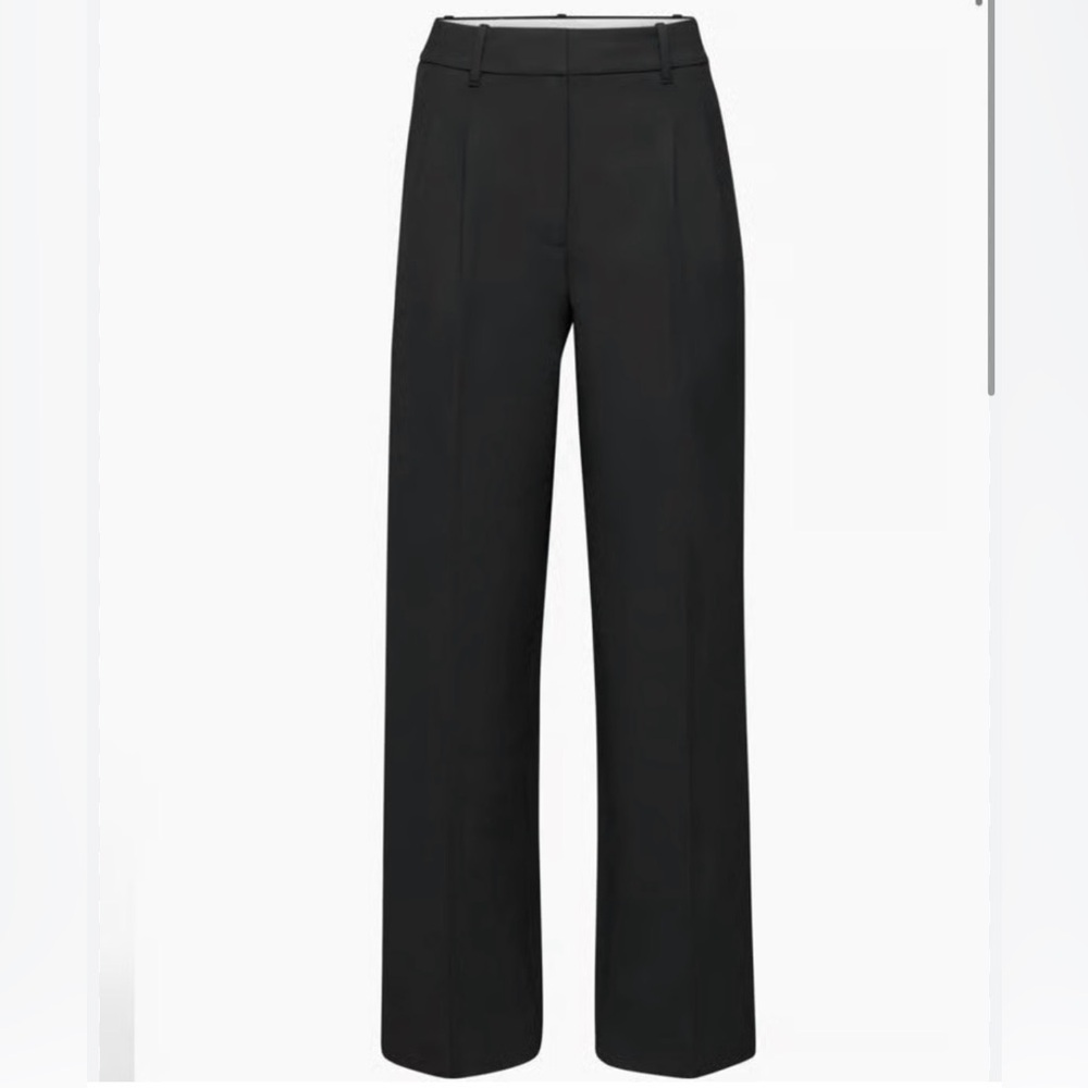 Babaton Black Wide-Leg Wool Blend Trousers